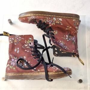 Dr Martens Air Wair High Top Boots Canvas Floral Stratford Size 6 L Womens Red